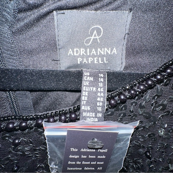 Adrianna Papell Black Flutter Sleeve Beaded Short Sequin Dress - NWT - 14 - Picture 2 of 12